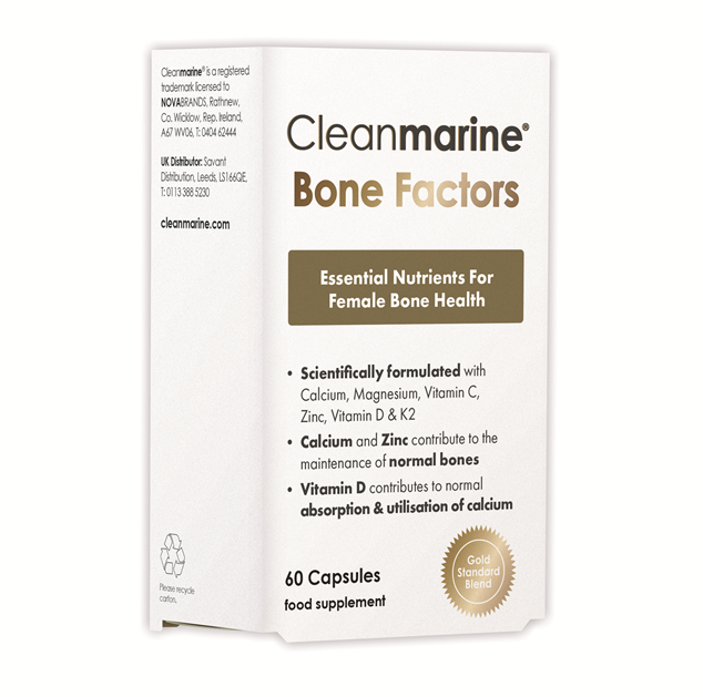 Cleanmarine Bone Factors supplement packaging on a white background