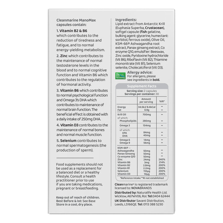 Supplement label with detailed ingredient list and nutritional information on a white background