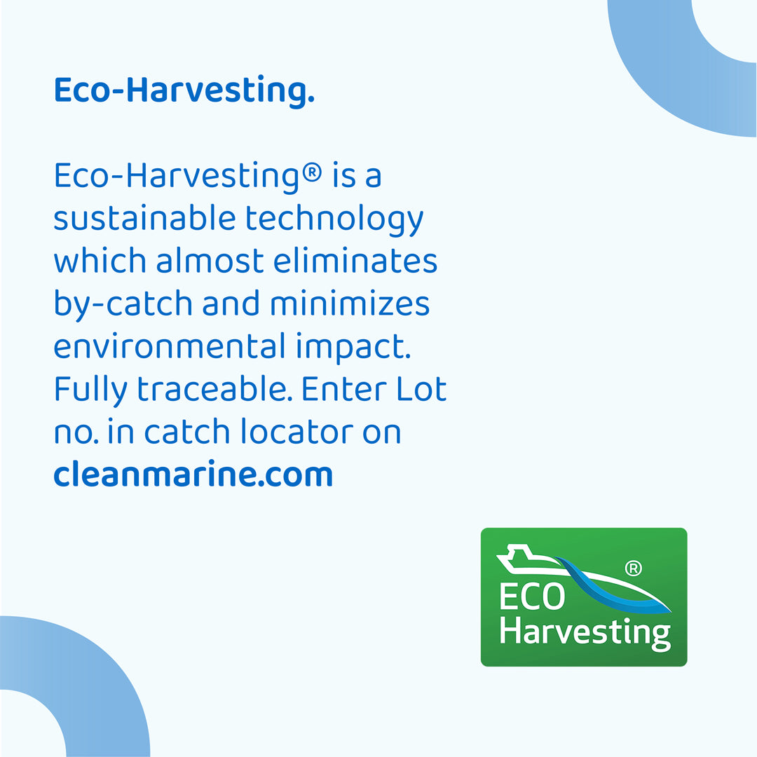 Advertisement for Eco-Harvesting technology with text and logo on a light blue background