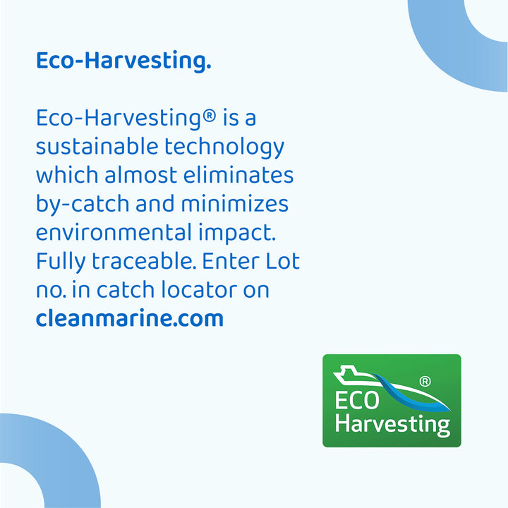 Advertisement for Eco-Harvesting technology with text and logo on a light blue background